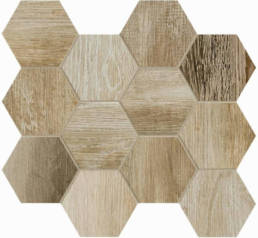 Barn Wood Beige Hexagon 12X14 Sheet | Pan American Ceramics