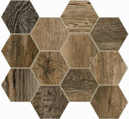 Barn Wood Brown Hexagon 12X14 Sheet | Pan American Ceramics