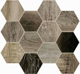 Barn Wood Grey Hexagon 12X14 Sheet | Pan American Ceramics