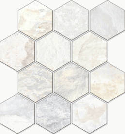 More Milk Hexagon mosaic | Pan American Ceramics