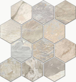 More Nut Hexagon mosaic | Pan American Ceramics