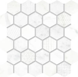 Concert White Esagona texture mosaic | Pan American Ceramics
