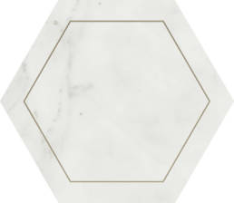Concert White hexagon deco gold7x6 | Pan American Ceramics