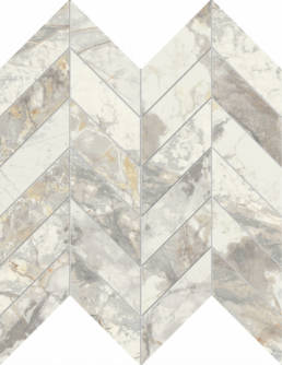 Golden Age White Chevron Mosaic (12x12 sheet) | Pan American Ceramics
