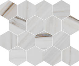 Alustra Majestic White Lasa Hexagon Matte Mosaic | Pan American Ceramics