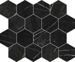 Alustra Regal Black Hexagon Matte Mosaic | Pan American Ceramics